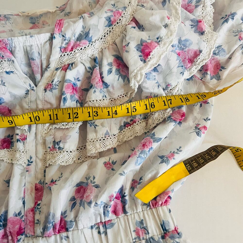 Fanco Floral Ruffle Detail Dress Size L Large Pink Multi - Picture 6 of 8